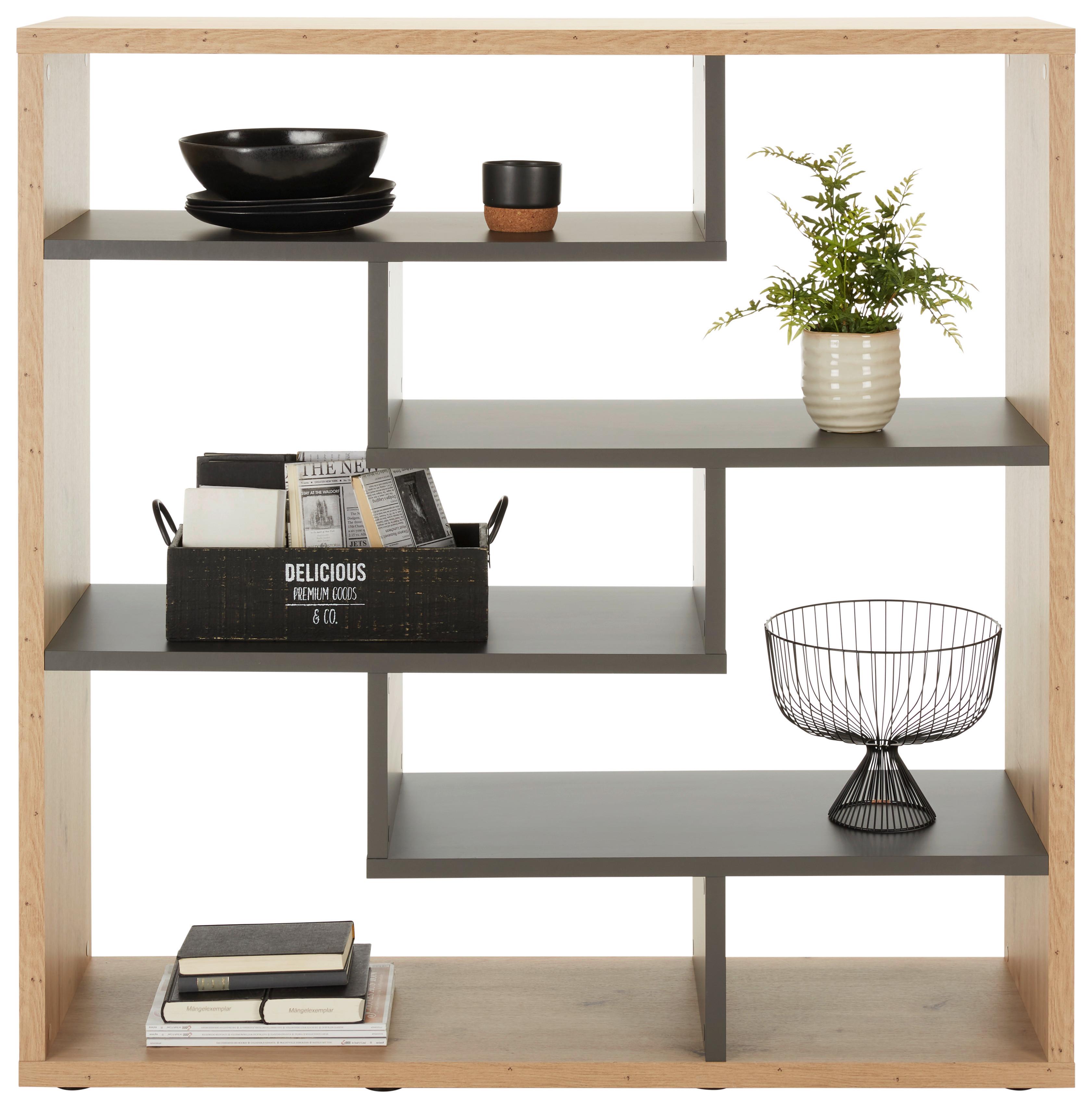 DĚLICÍ STĚNA Bounty, antracitová / dub - barvy dubu/černá, Moderní, kompozitní dřevo/plast (130/134/40cm) - Premium Living