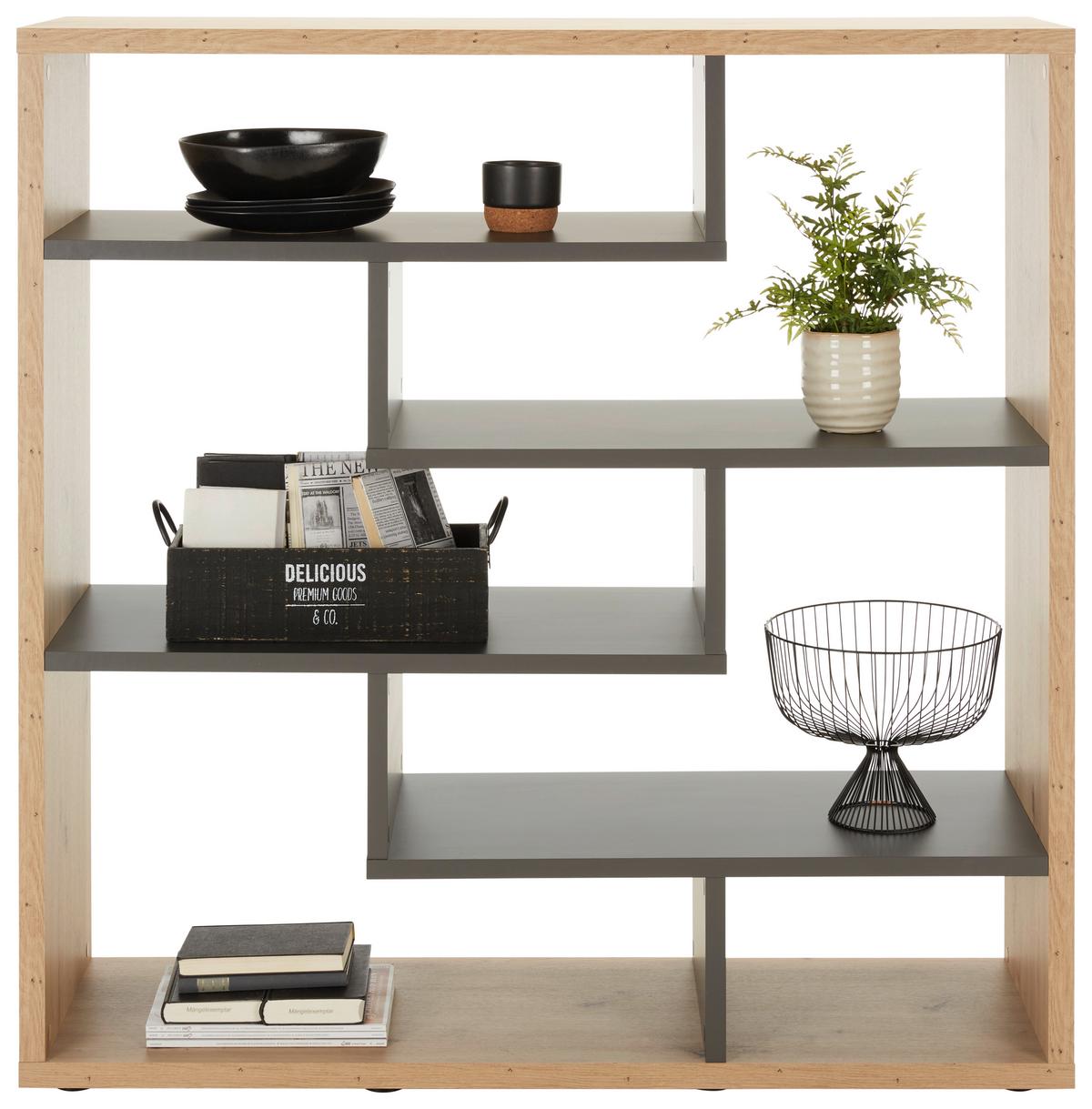DELIACA STENA Bounty, antracitová / dub - čierna/farba duba, Modern, kompozitné drevo/plast (130/134/40cm) - Premium Living