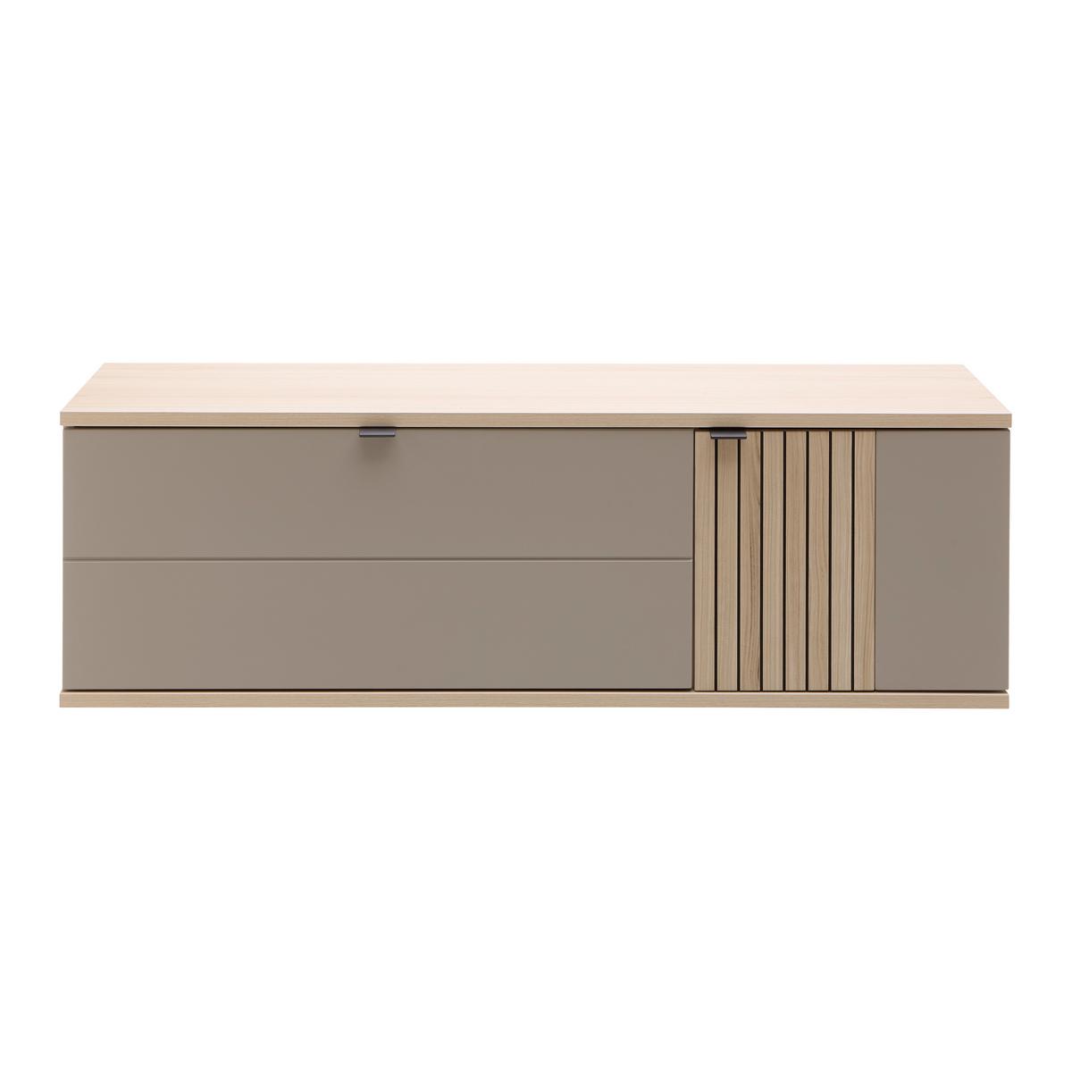 Závěsná skřiňka PISA Taupe/dekor dub - barvy dubu/černá, Moderní, kov/kompozitní dřevo (133/43/38cm) - Mömax