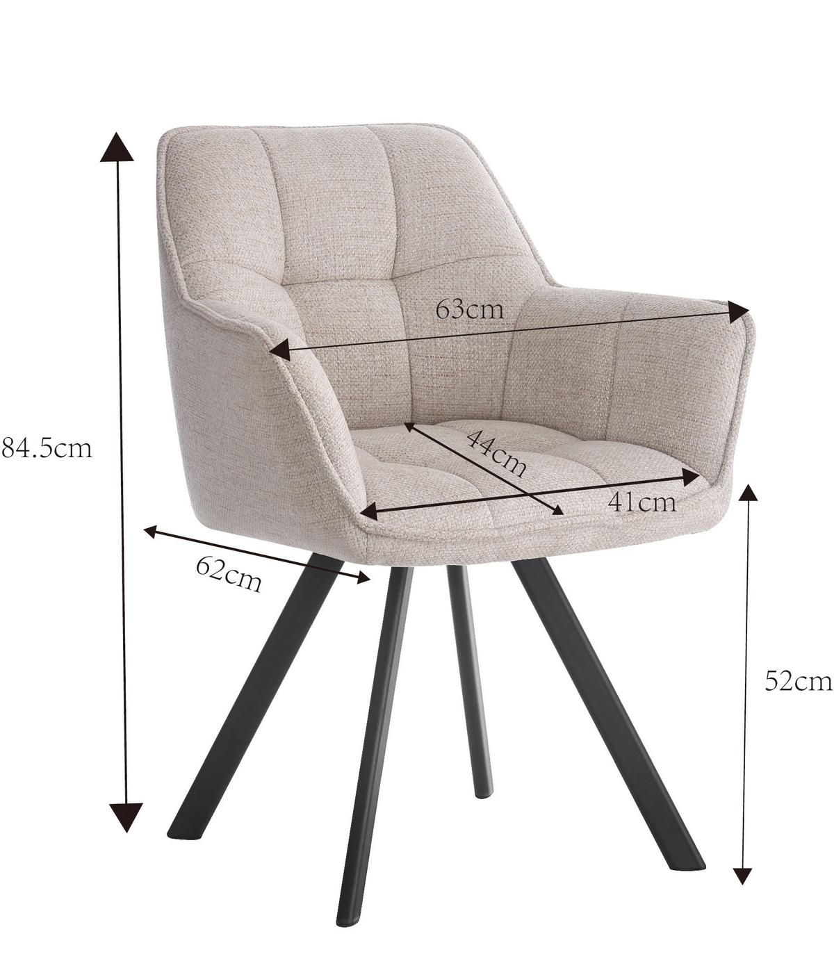 Karosszék Romy Giga-S - fekete/krém, Modern, textil/fém (60/82/62cm)