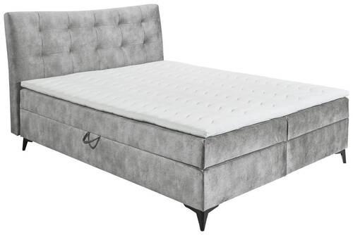 Boxbett Mit Topper+bettkasten 180x200 Cm Melrose - Schwarz/Grau, MODERN, Holzwerkstoff/Textil (180/200cm) - MID.YOU