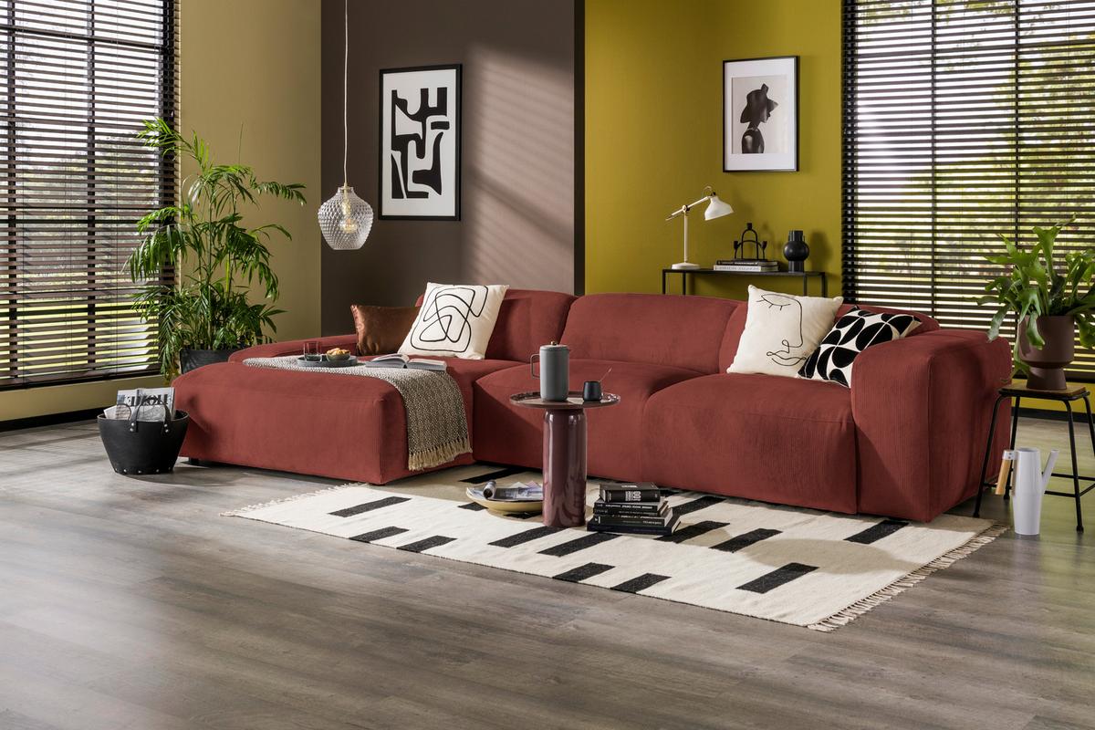 Ecksofa Hannah Rot 170x343 cm - Rot/Schwarz, Design, Textil (170/343cm) - MID.YOU