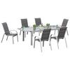 Gartenmöbel Set 7-Tlg Amalfi Di Lusso Metall/Glas/Textil - Anthrazit/Silberfarben, KONVENTIONELL, Glas/Textil - Gardenson