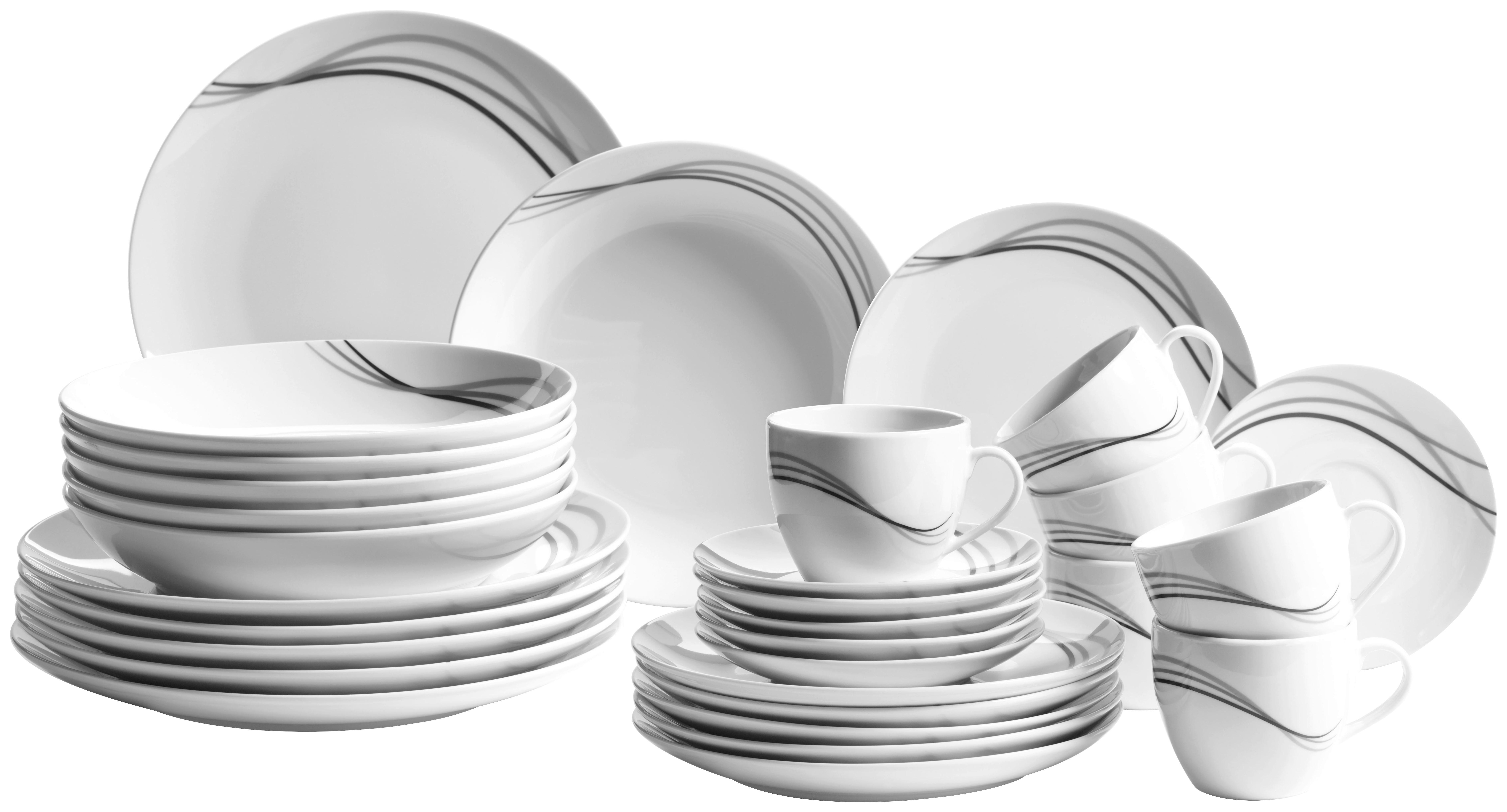 Kombiservice Tajo 30-teilig Weiß Keramik - Weiß, Basics, Keramik - Mäser