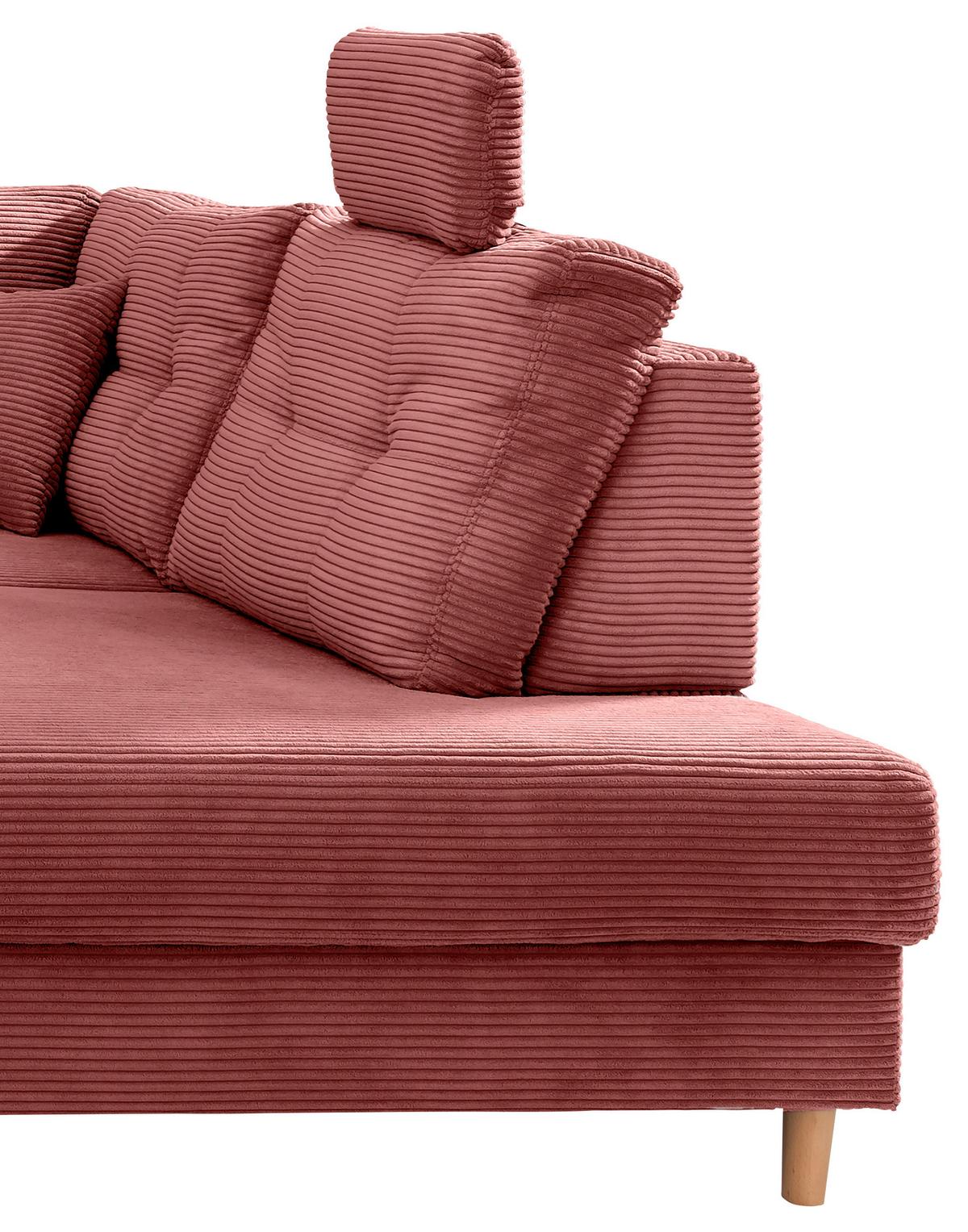 Wohnlandschaft Brizzini mit Schlaffunktion, Koralle - Koralle/Naturfarben, MODERN, Textil (176/338-352/206cm) - Livetastic