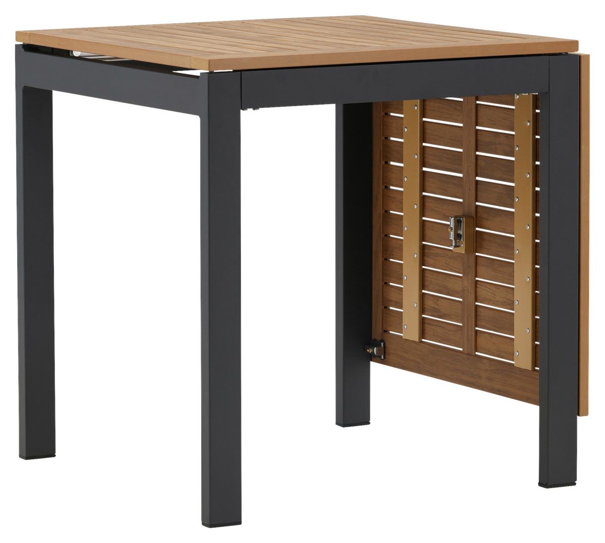 Balkontisch Diego - Schwarz/Braun, KONVENTIONELL, Holz/Metall (70/70/75cm) - Gardenson