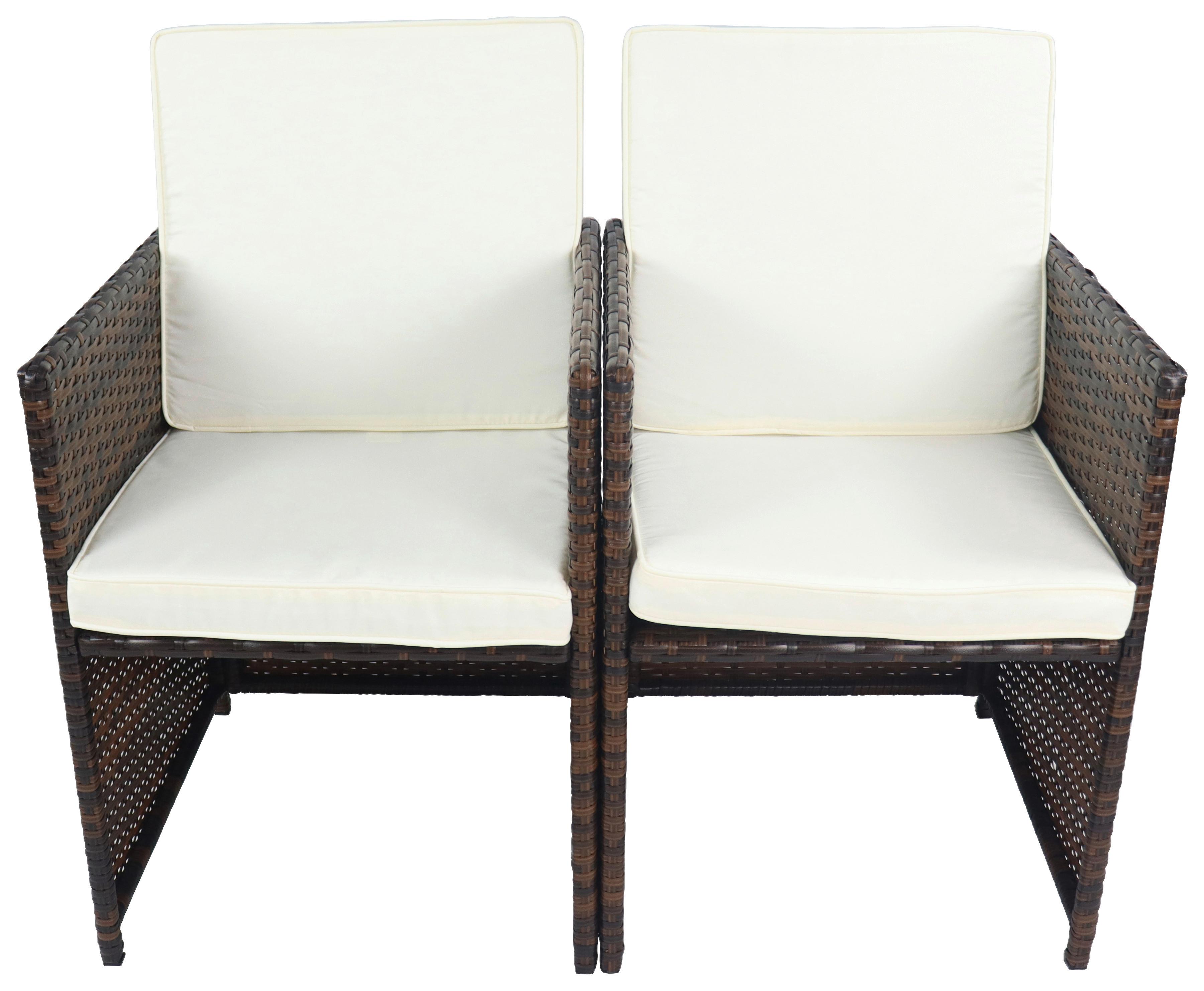 Gartensessel-Set 2-Tlg. Raloso Metall/Kunststoff/Textil - Braun/Weiß, MODERN, Kunststoff/Textil (53/84/53cm) - Ambia Garden