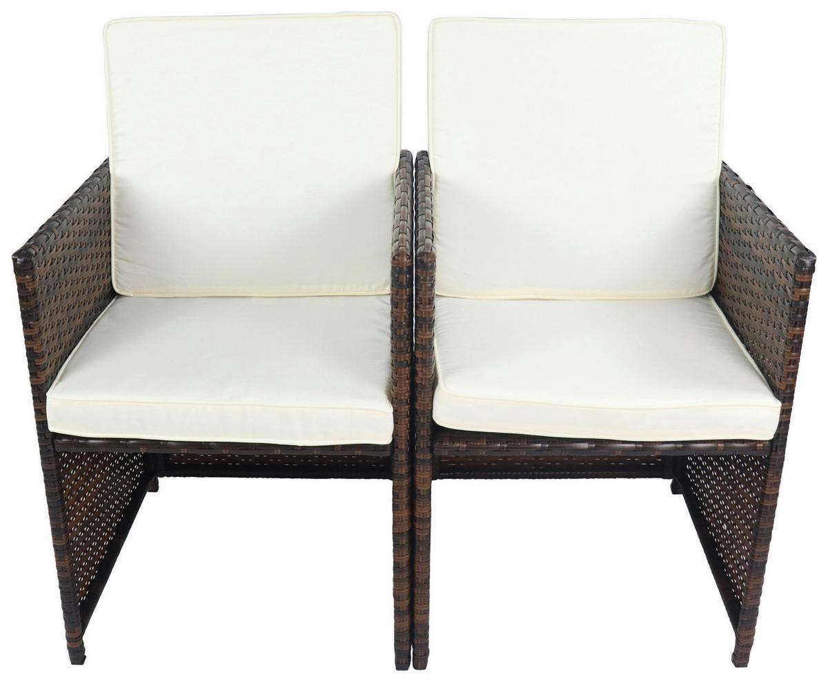 Gartensessel-Set 2-Tlg. Raloso Metall/Kunststoff/Textil - Braun/Weiß, MODERN, Kunststoff/Textil (53/84/53cm) - Ambia Garden