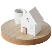 MISKA NA SVÍČKY DOMICIL I - bílá/přírodní barvy, Konvenční, kov/dřevo (10/6,5cm) - Modern Living
