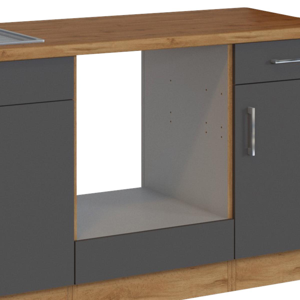 Küchenzeile Sorrento ohne Geräte 210 cm Anthrazit - Anthrazit/Eiche Wotan, MODERN, Holzwerkstoff (210cm) - Held