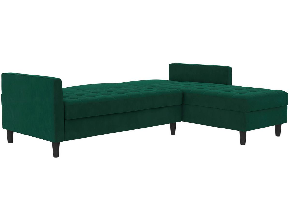 Ecksofa Palermo Dunkelgrün, mit Stauraum - Dunkelgrün/Schwarz, Basics, Textil (213/154cm) - Livetastic