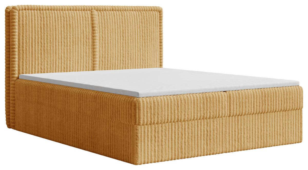 Boxbett Barcelona mit Topper 140x200 - Currygelb/Schwarz, MODERN, Holz/Kunststoff (140/200cm) - Livetastic