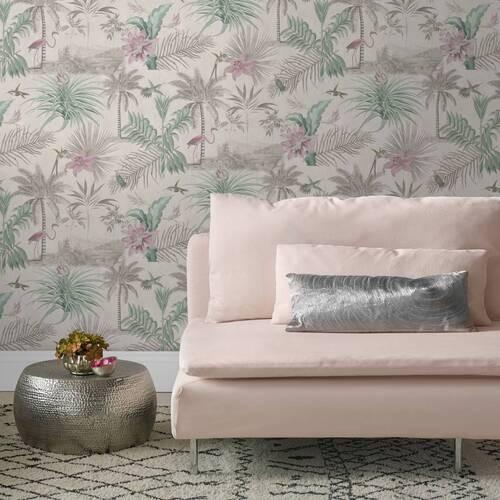 Vliestapete Paradise, Grau/rosa - Pink/Grau, Basics, Papier/Kunststoff (52/1005cm)