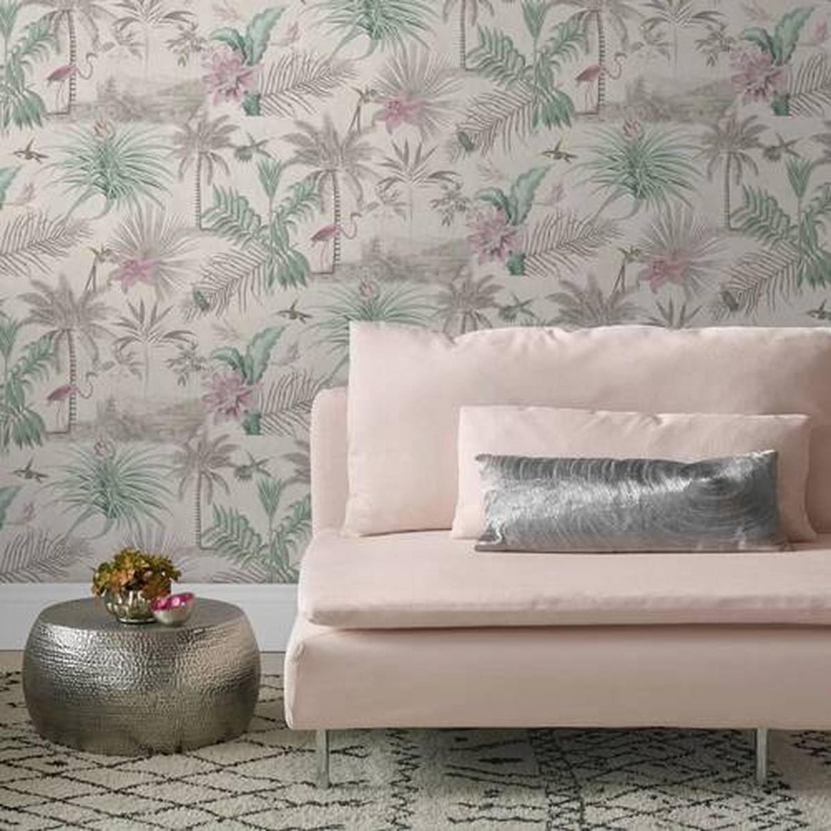 Vliestapete Paradise, Grau/rosa - Pink/Grau, Basics, Papier/Kunststoff (52/1005cm)