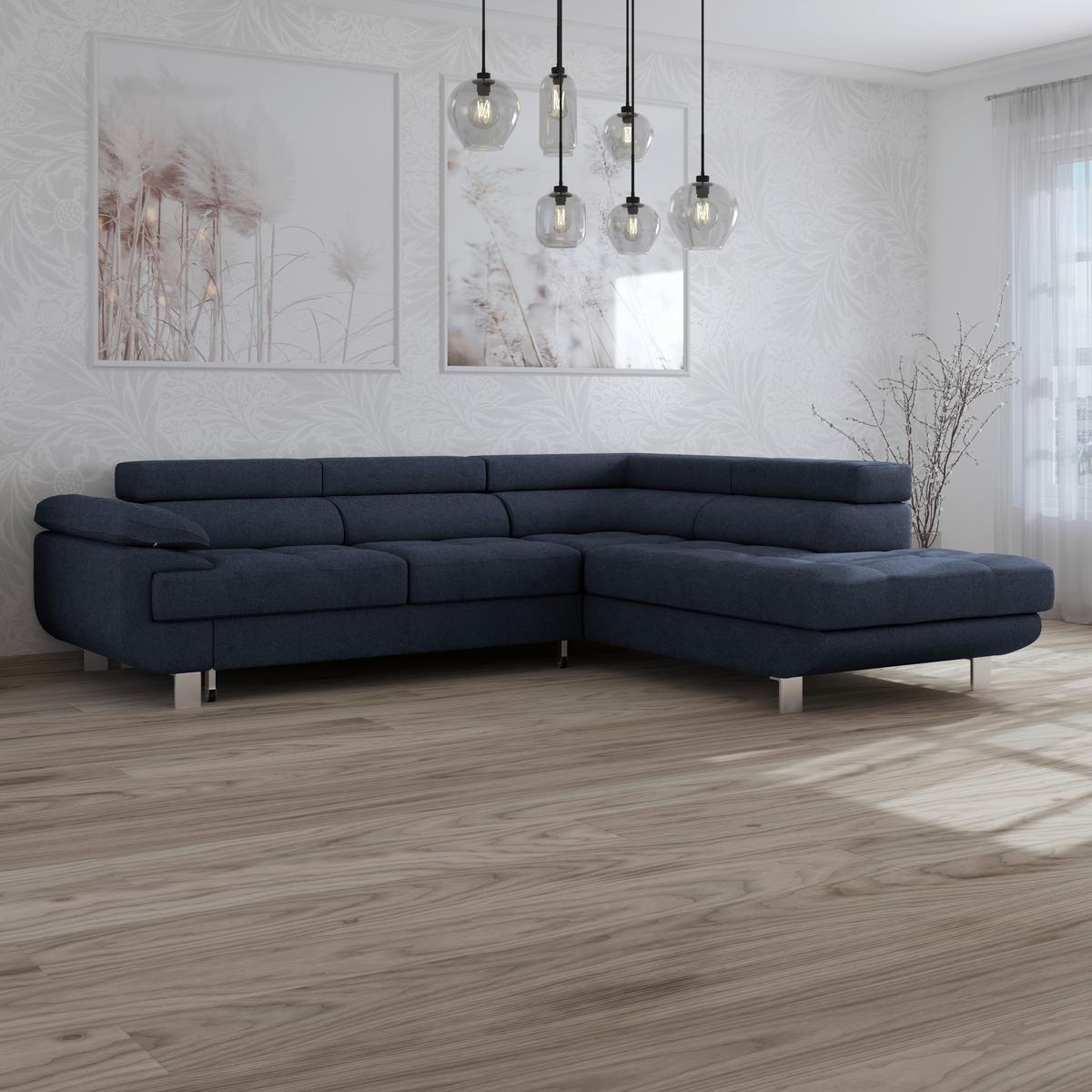 Ecksofa Savona - Dunkelblau, MODERN, Textil (270/230cm) - Ondega