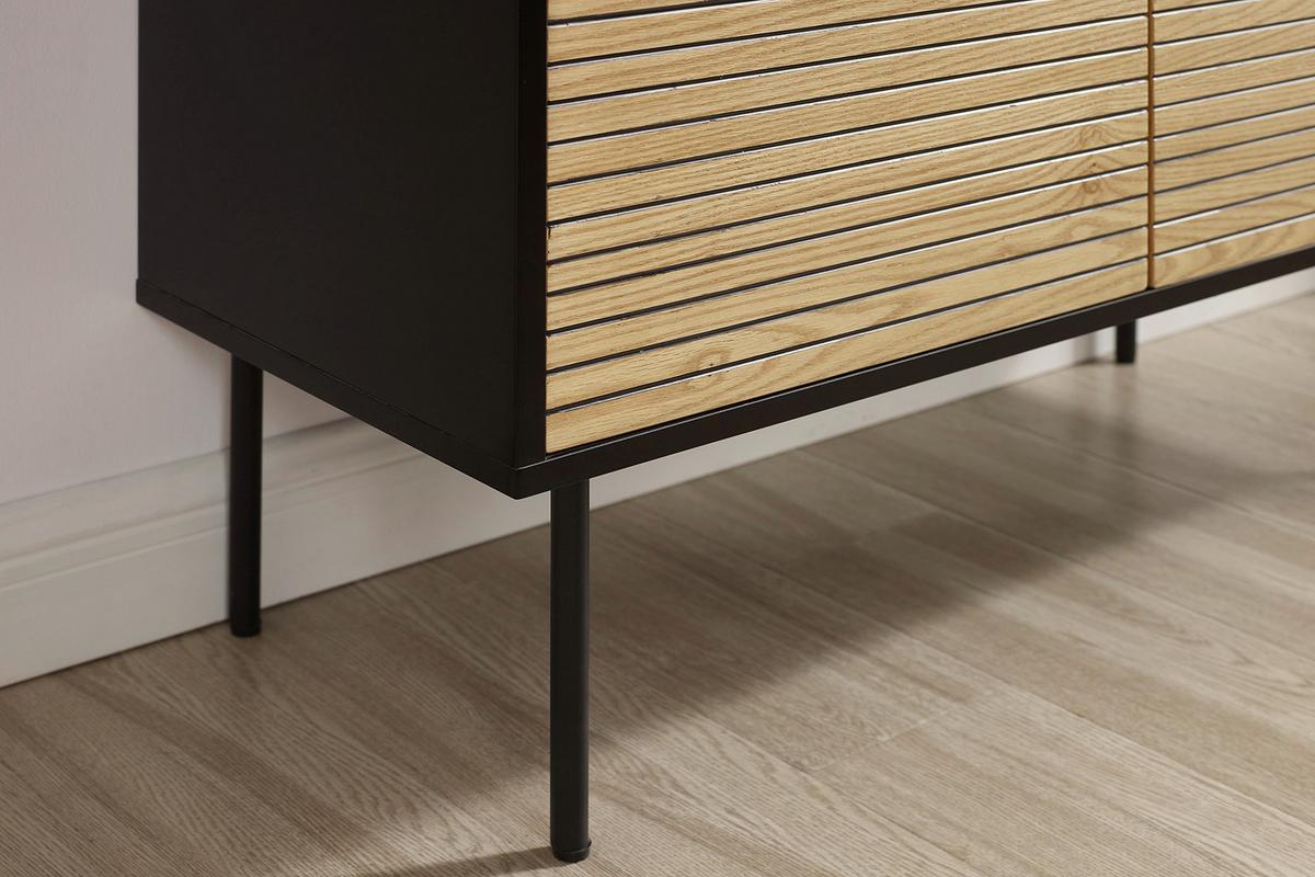 Highboard Schwarz, Eichefarben B: 100cm - Eichefarben/Schwarz, Design, Holz/Holzwerkstoff (100/155/40cm) - Livetastic