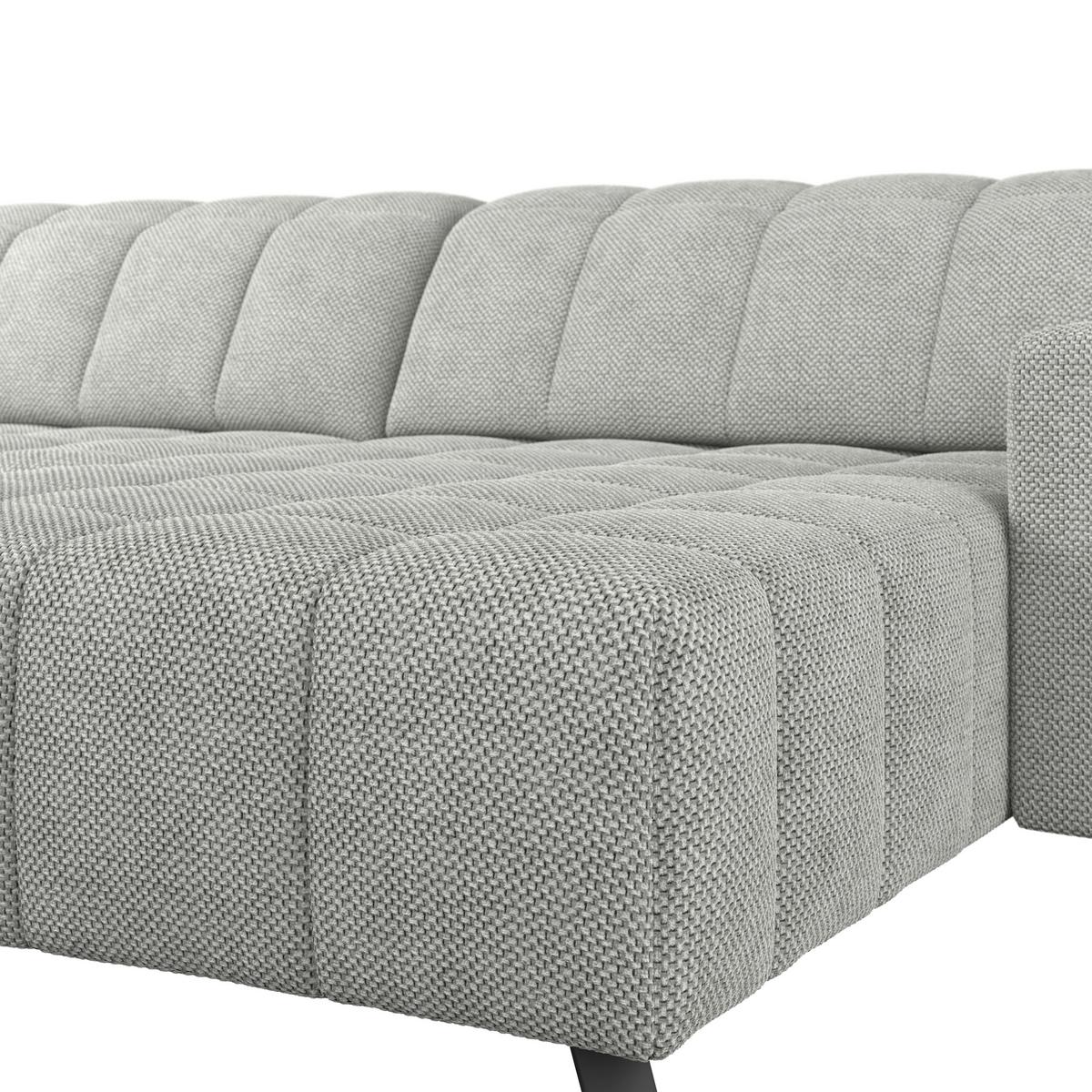 Ecksofa Milano Microfaser hellgrau, B: 256 cm - Hellgrau/Schwarz, MODERN, Holz/Textil (256/178cm) - Luca Bessoni