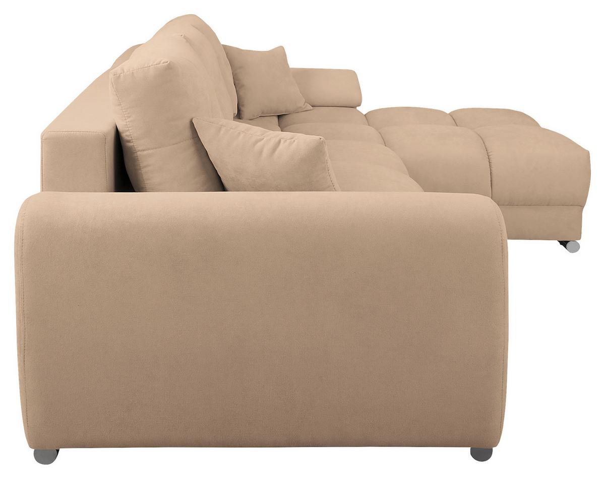 Ecksofa Azzuro Beige S: 256x175 cm - Beige/Silberfarben, Design, Textil (256/175cm) - Livetastic