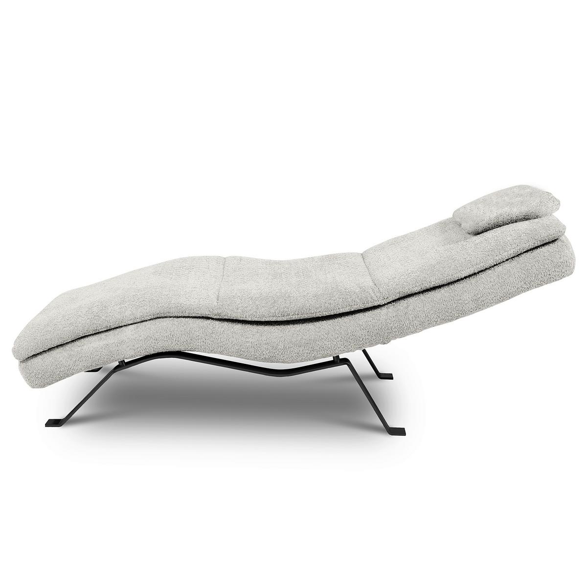 Relaxliege Black Hellgrau, B: 65cm - Hellgrau/Schwarz, Design, Leder (65/95/171cm) - Celina Home