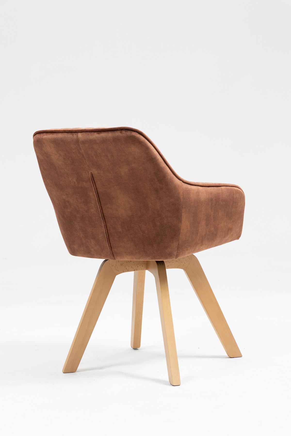 Armlehnstuhl Hanna drehbar Samt Braun,sitzfl. 180° Drehb. - Buchefarben/Braun, KONVENTIONELL, Holz/Textil (63/83/63cm)