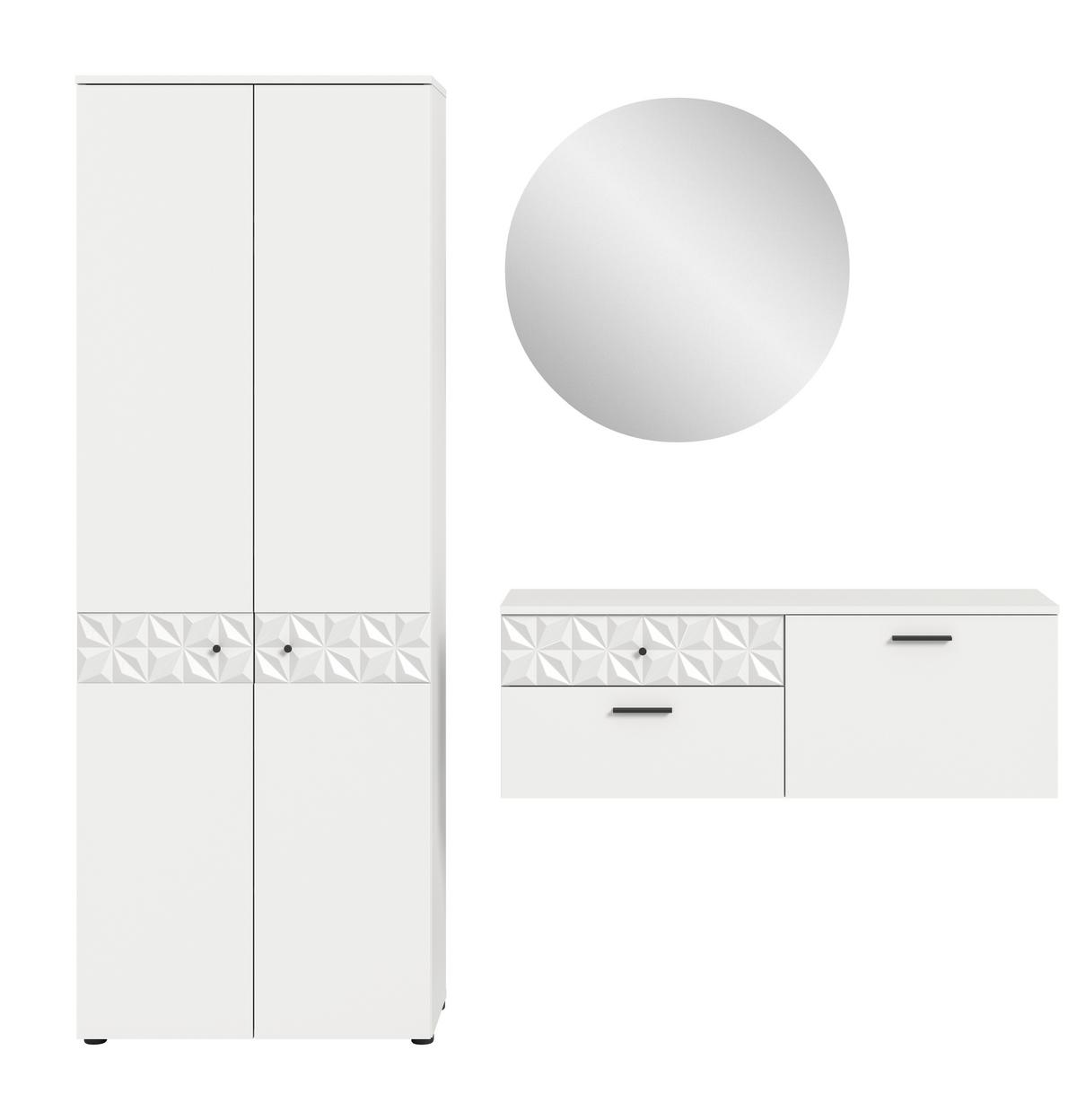 Garderobe Prisma Weiß B: 195 Cm - Weiß, Design, Glas/Holzwerkstoff (195/192/34cm) - MID.YOU