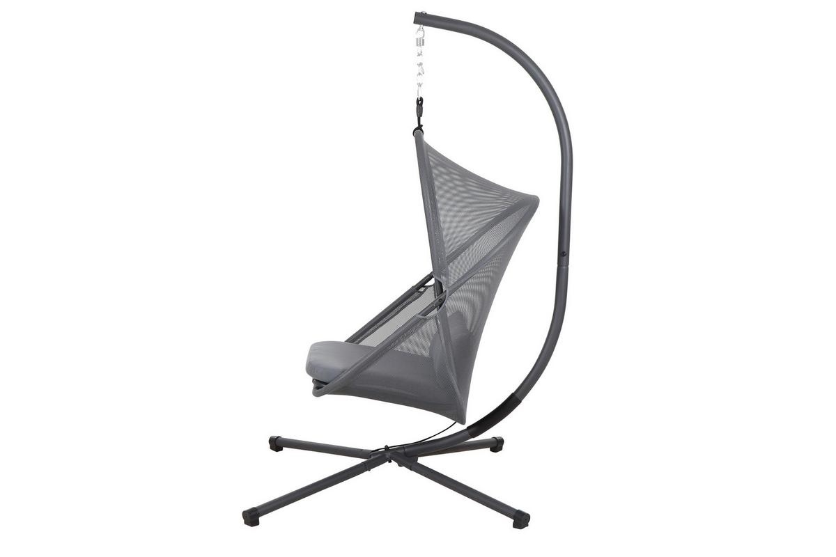 Hängesessel mit Gestell Mit Sitz- und Rückenkissen - Blau/Anthrazit, KONVENTIONELL, Kunststoff/Textil (123/195cm) - Siena Garden