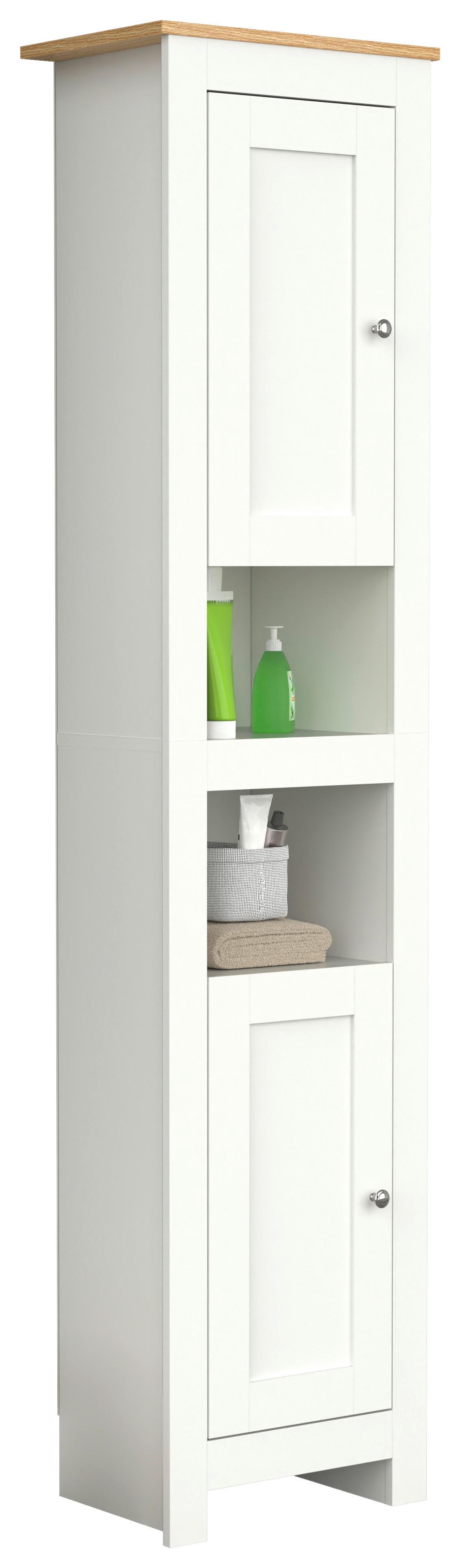 HOCHSCHRANK Balusa Weiß/Eiche Dekor B:42cm - Honigeiche/Eichefarben, MODERN, Holzwerkstoff (42/180/30cm) - MID.YOU