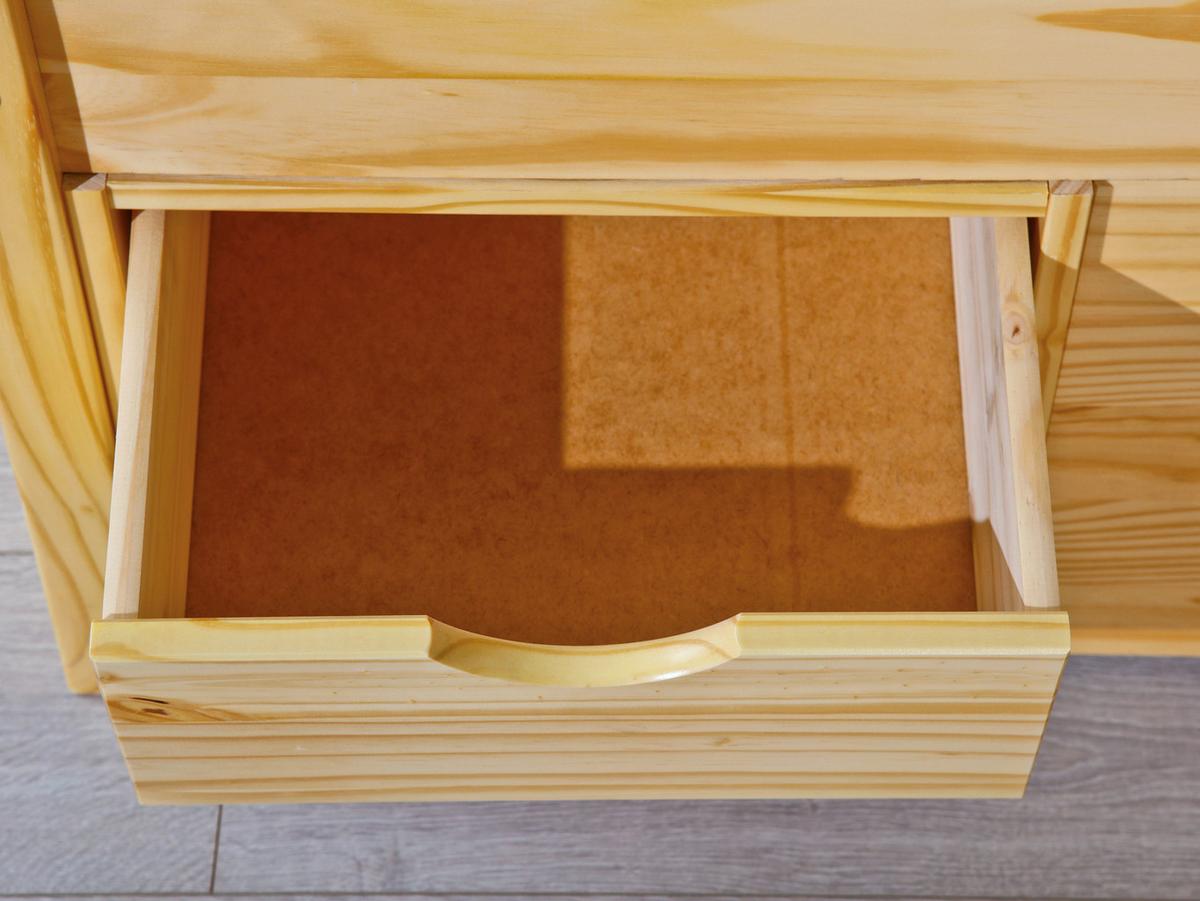 Stauraumbett Echtholz inkl. Nachtkästchen 90x200 Claas - Naturfarben, Basics, Holz (90/200cm) - MID.YOU