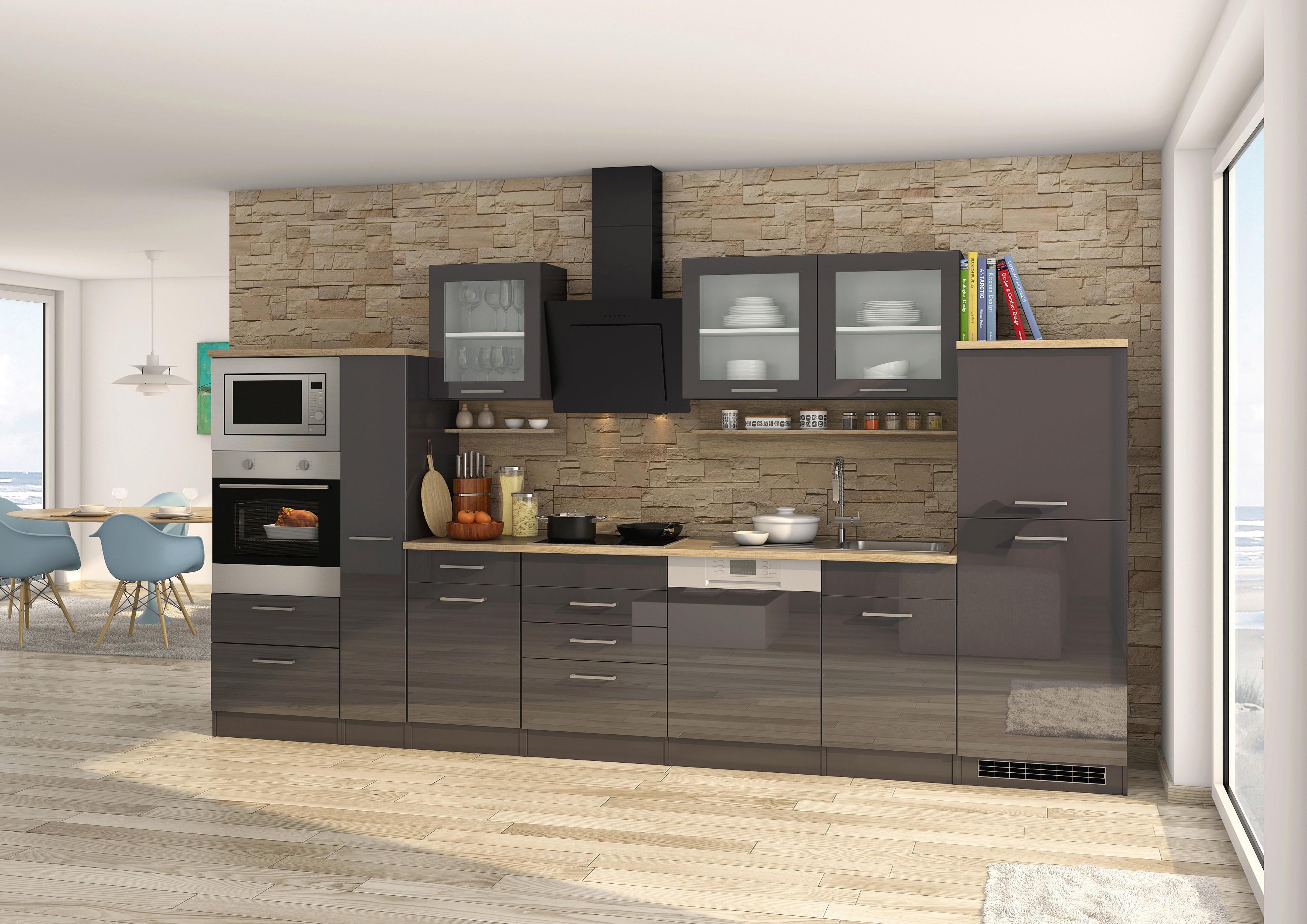 Küchenleerblock Mailand Graphitfarben B: 370cm