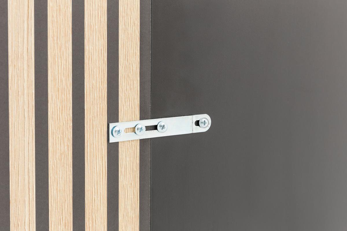 Garderobenpaneel Alexa 245+490 - Eichefarben/Schwarz, Design, Holzwerkstoff (73,5/109/2,6cm) - MID.YOU