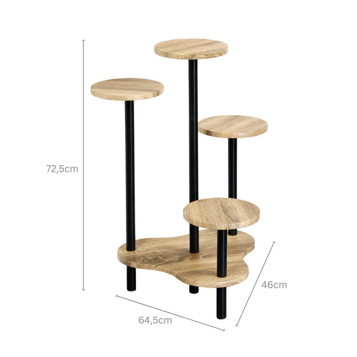 BLUMENSTÄNDER Eiche/Schwarz B: 64,5cm - Eichefarben/Schwarz, Basics, Holzwerkstoff/Metall (64,5/72.5/46cm) - Kesper