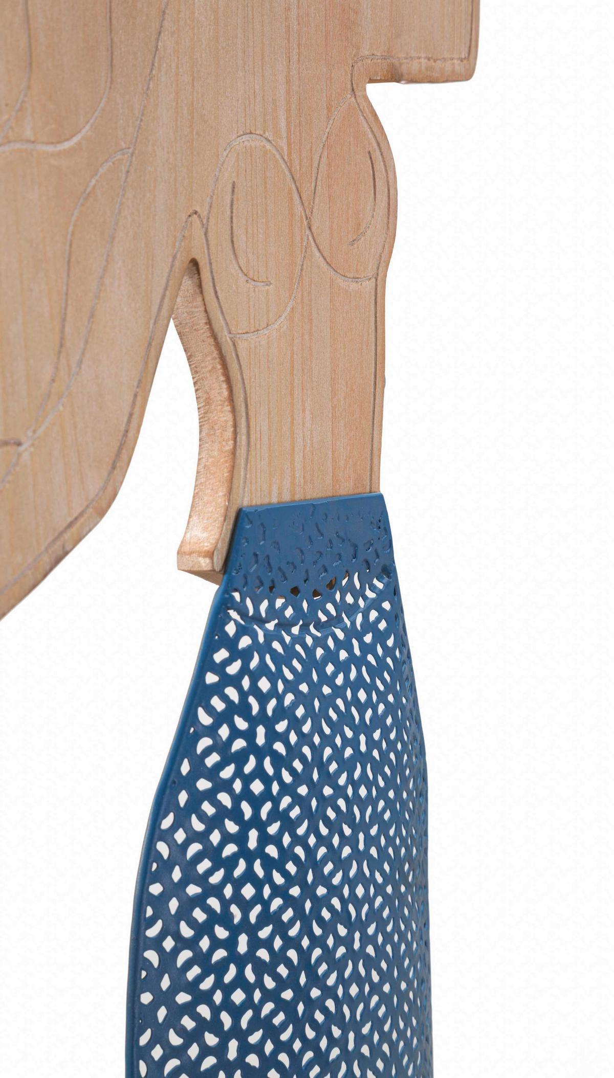 Wanddeko Sirena Blau, Naturfarben B: 30,5 Cm - Basics, Holzwerkstoff/Metall (30,5/60/2cm)
