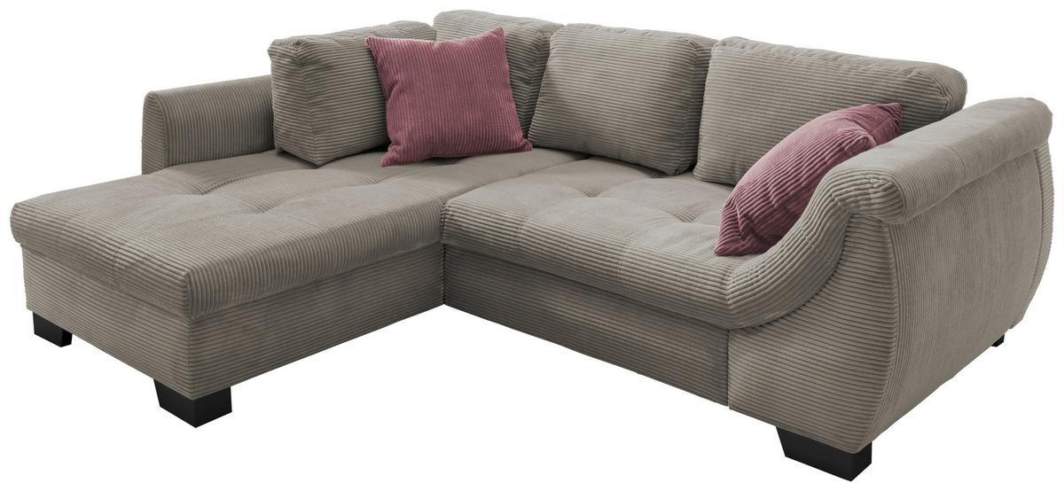 Ecksofa mit Schlaffunktion Flora Graubraun Cord - Koralle/Graubraun, Design, Textil (190/250cm) - MID.YOU
