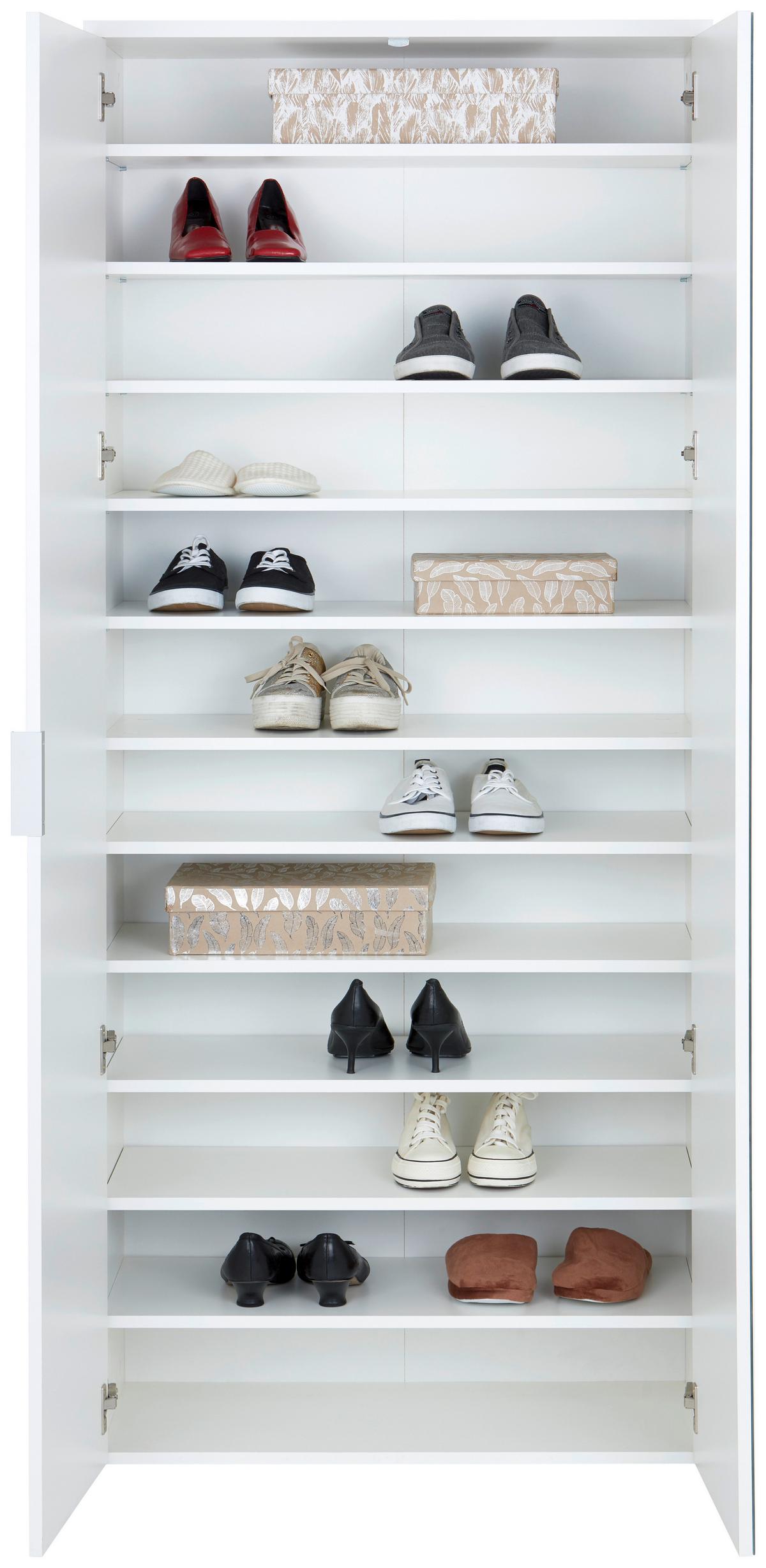Schuhschrank Weiß Mit Spiegeltür B: 80 Cm - Weiß, MODERN, Holzwerkstoff (80/190/38cm)