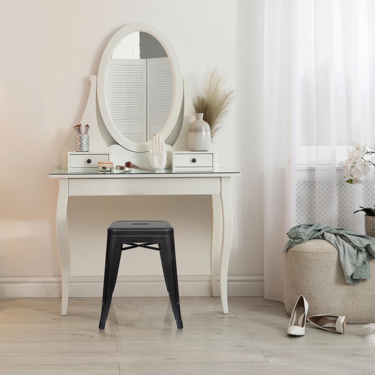 Hocker Vantaggio Brush Stahl Schwarz H: 46 cm Stapelbar - Schwarz, Basics, Metall (39/46/39cm) - MID.YOU