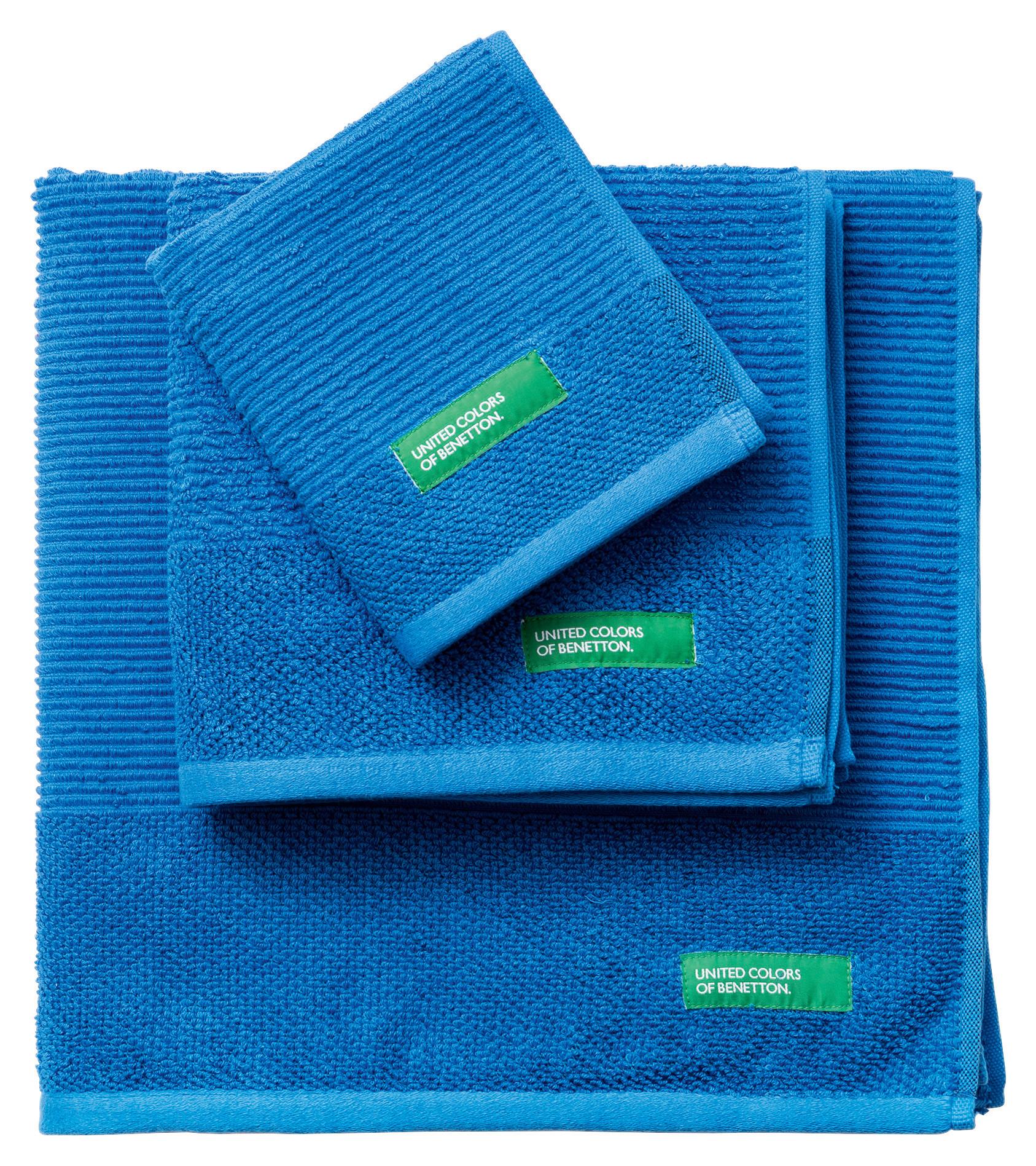 Handtuch Set Rainbow 3-Tlg. Baumwolle Blau, 450 G/M2 - Blau, Basics, Textil - Benetton