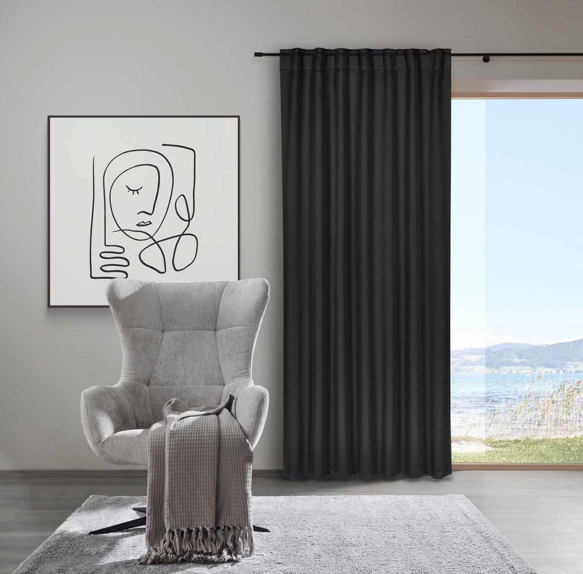 Zatemňovací záves Riccardo, 140/245cm, čierna - čierna, Modern, textil (140/245cm) - Premium Living