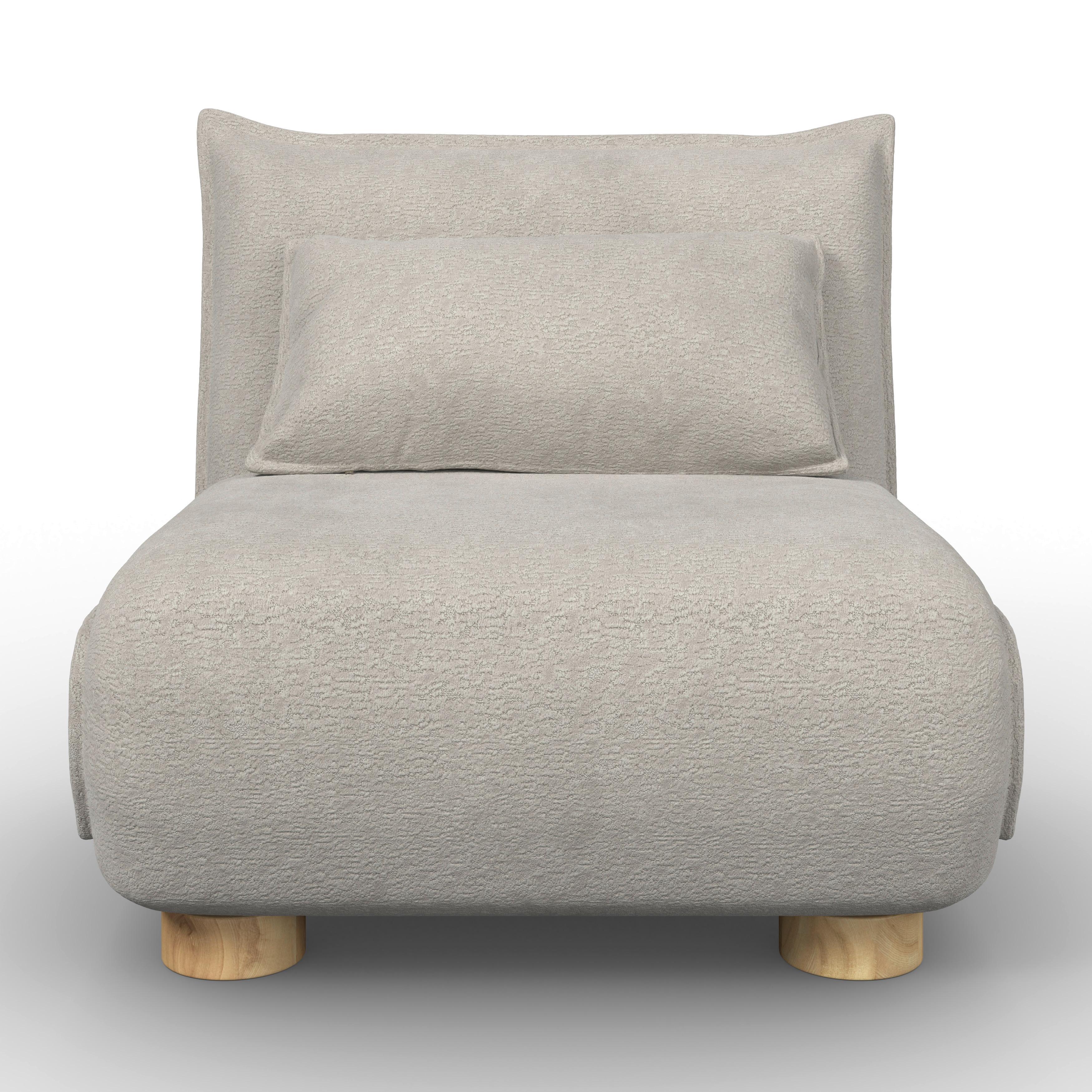 Rozkladacie kreslo BELLA, béžová, max. 120 kg - prírodná farba/béžová, Modern, kov/drevo (85/76/84cm) - Bessagi Home