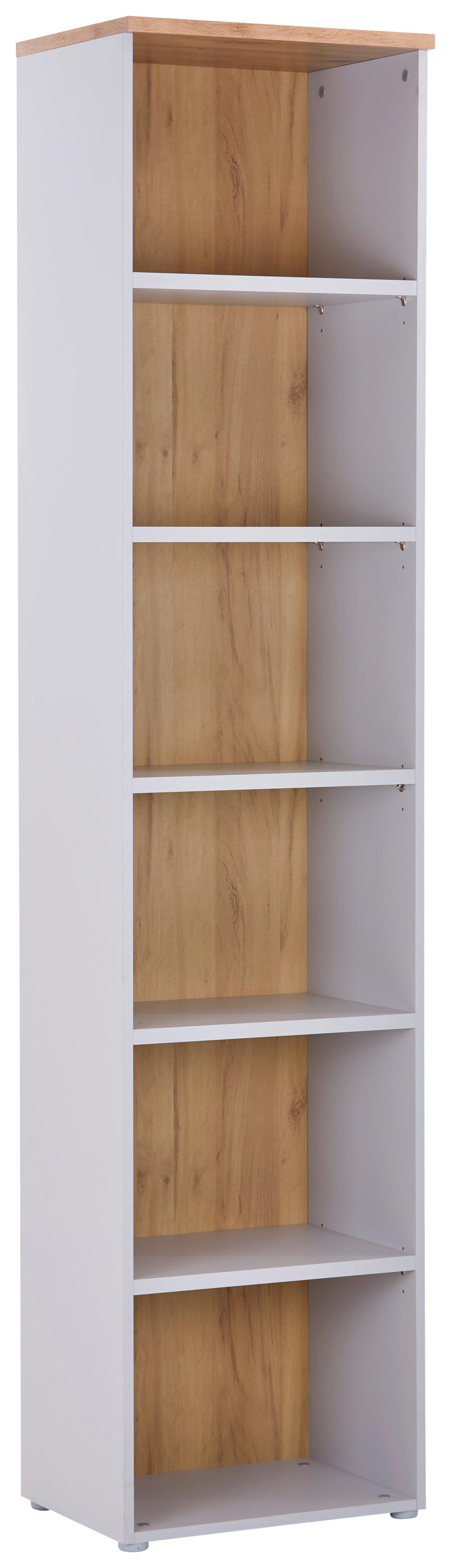 Irattartó polc KONTOR - tölgyfa/szürke, Modern, faalapú anyag (50/220/38cm)