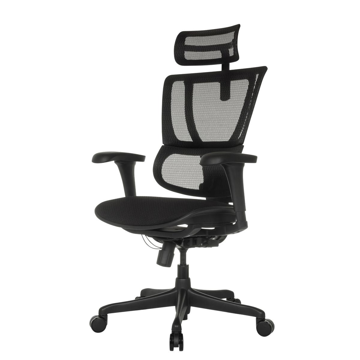 Drehstuhl Ergohuman Slim Eco Schwarz B: 69 cm - Schwarz, MODERN, Kunststoff/Textil (69/112 - 134/63cm) - MID.YOU