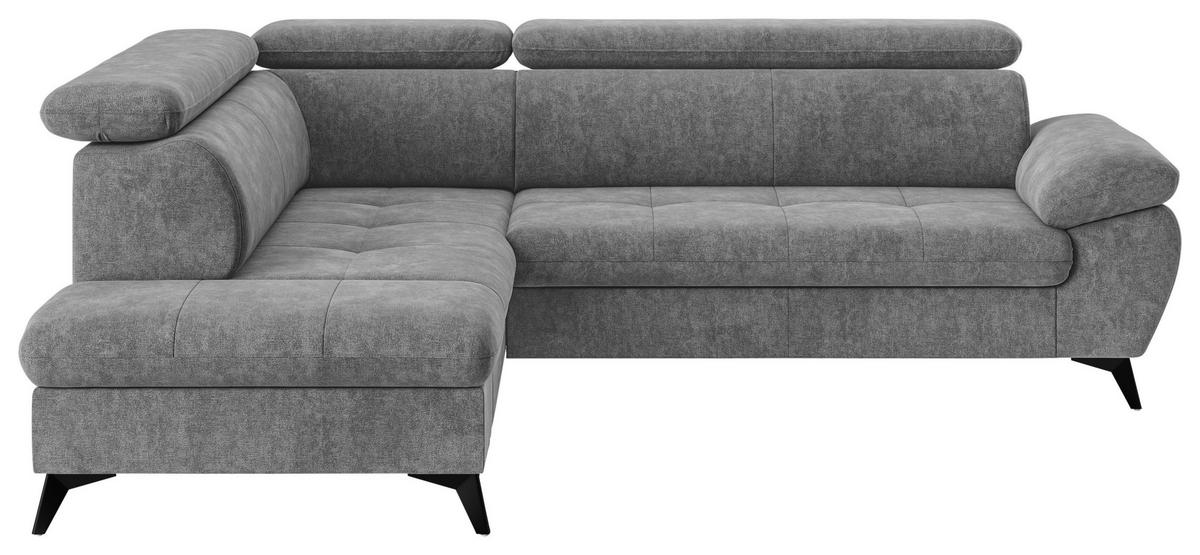 Ecksofa mit Bettkasten Hudson Grau 207x265cm - Dunkelgrau/Schwarz, Textil (207/265cm) - MID.YOU