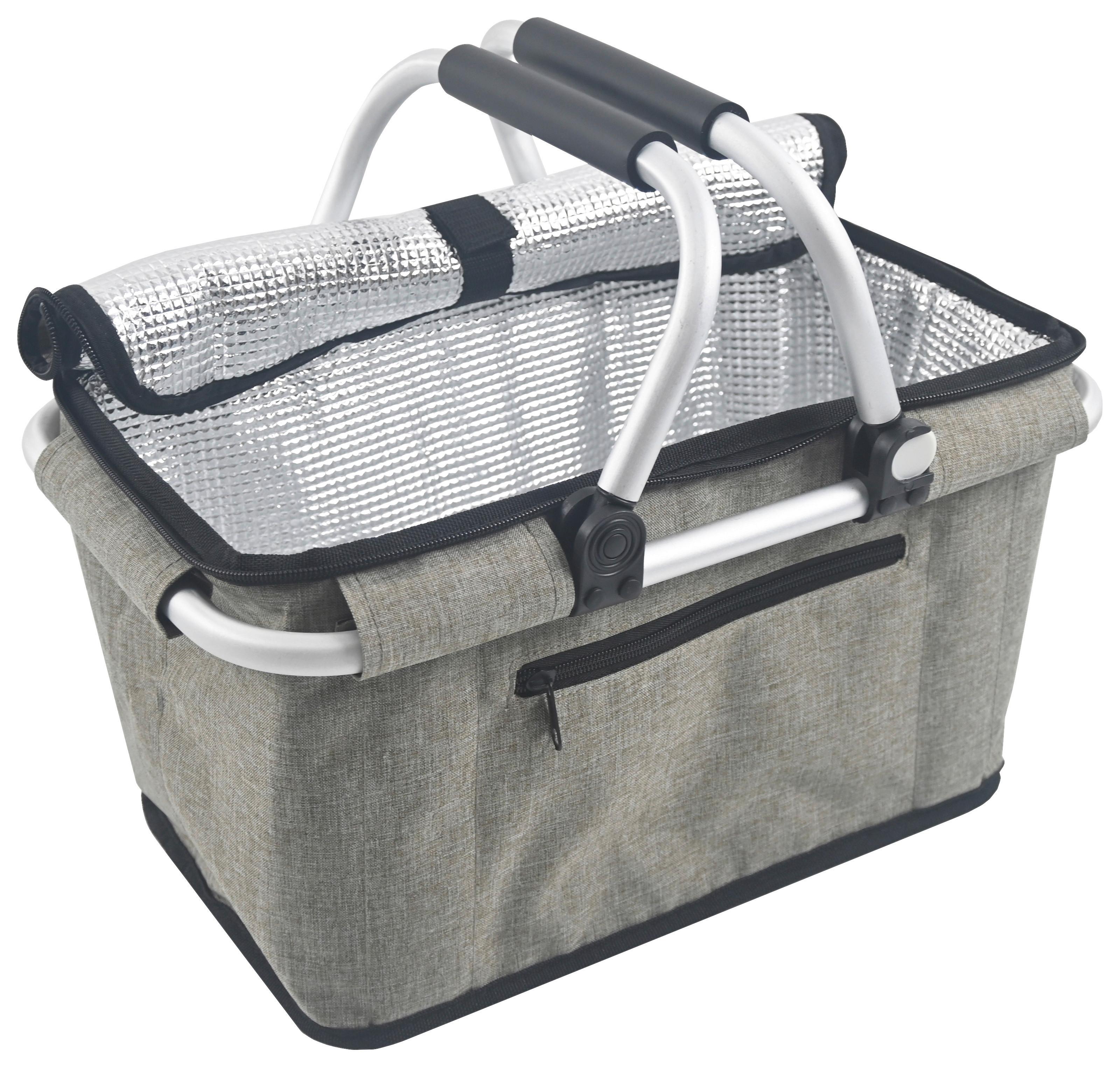 Einkaufskorb Alisa - Alufarben/Braun, KONVENTIONELL, Kunststoff/Textil (42/27,5/24cm) - Luca Bessoni