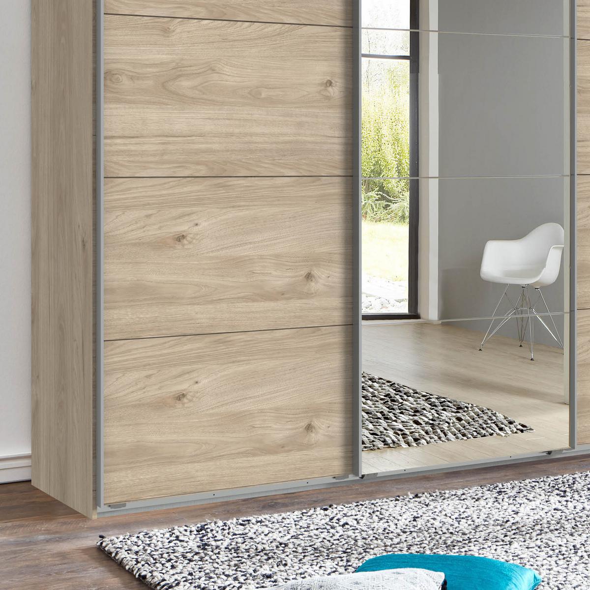 Schwebetürenschrank Mit Spiegel 270cm Erni Eiche Dekor - Eichefarben, Basics, Holzwerkstoff (270/210/65cm) - MID.YOU