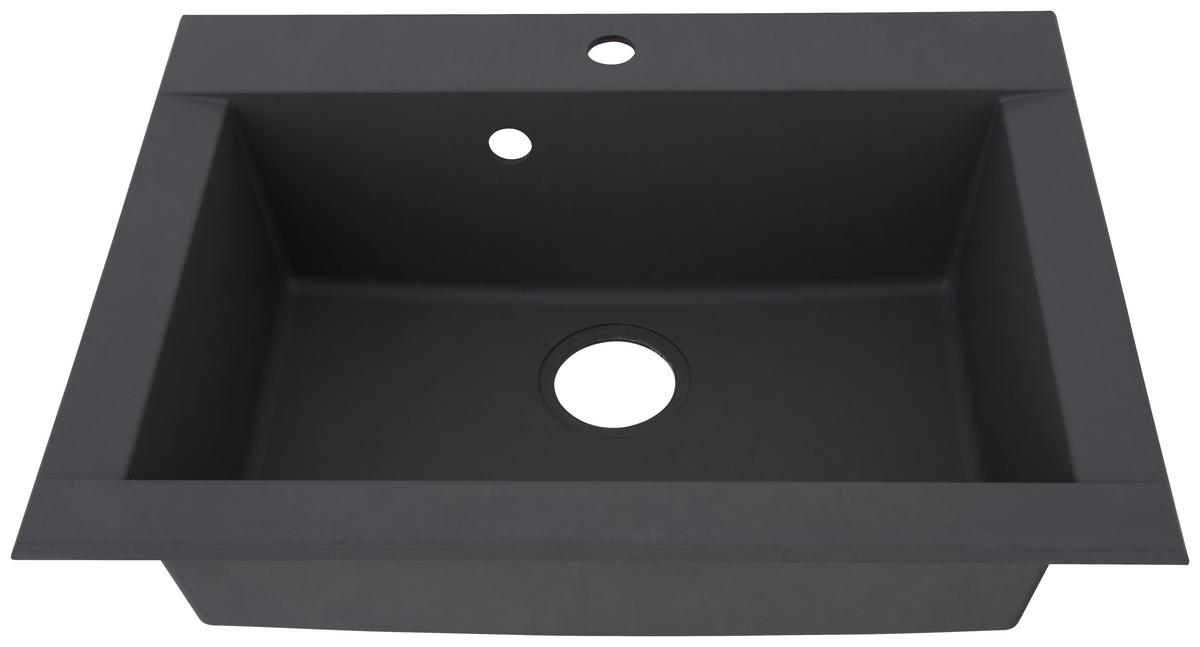 Spüle Respekta Einbauspüle Ohio - Grau, Trend, Glas/Kunststoff (66/21/50cm) - Respekta