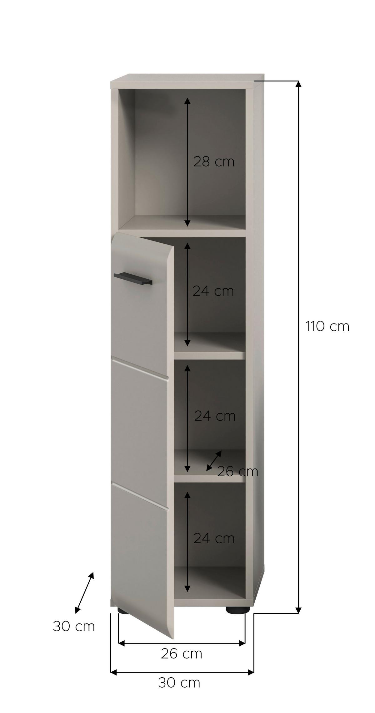 MIDISCHRANK Ice Kaschmir B: 30cm - Kaschmir/Schwarz, Trend, Holzwerkstoff (30/110/30cm) - MID.YOU