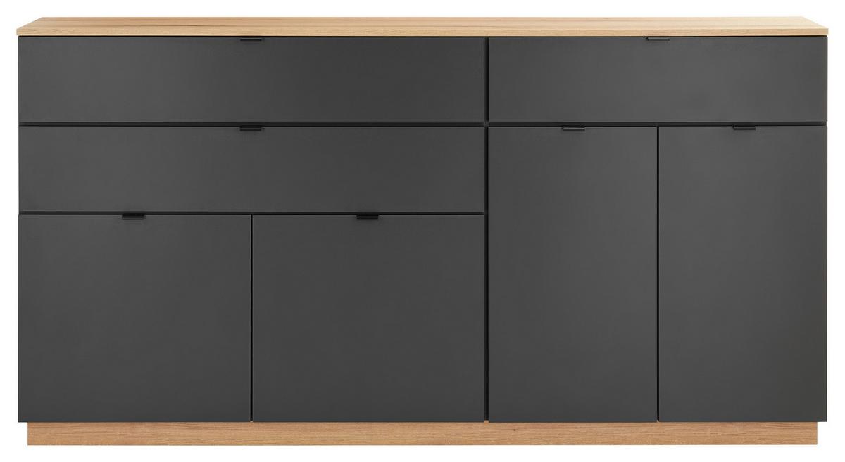 Sideboard Vince II B: 191 cm Anthrazit/Evoke Oak Dekor - Eichefarben/Anthrazit, Trend, Holzwerkstoff (191/100/38cm) - Livetastic