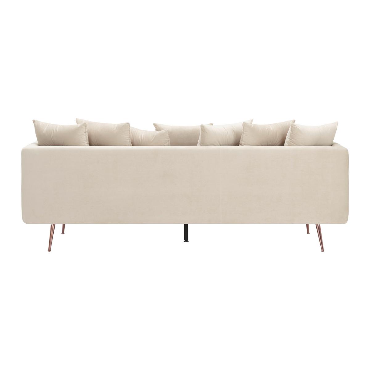 Veľká pohovka LUIS, béžový zamat - béžová/ružové zlato, Modern, kov/drevo (225/87/87cm) - Bessagi Home
