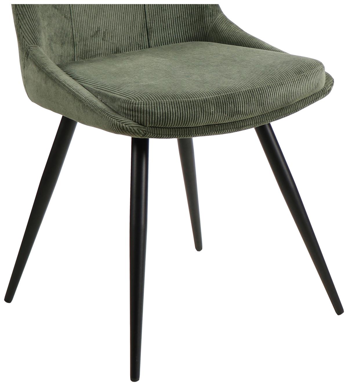 Esszimmerstuhl Corinna Grün Gepolstert - Schwarz/Grün, MODERN, Holz/Textil (49/88/59cm) - MID.YOU