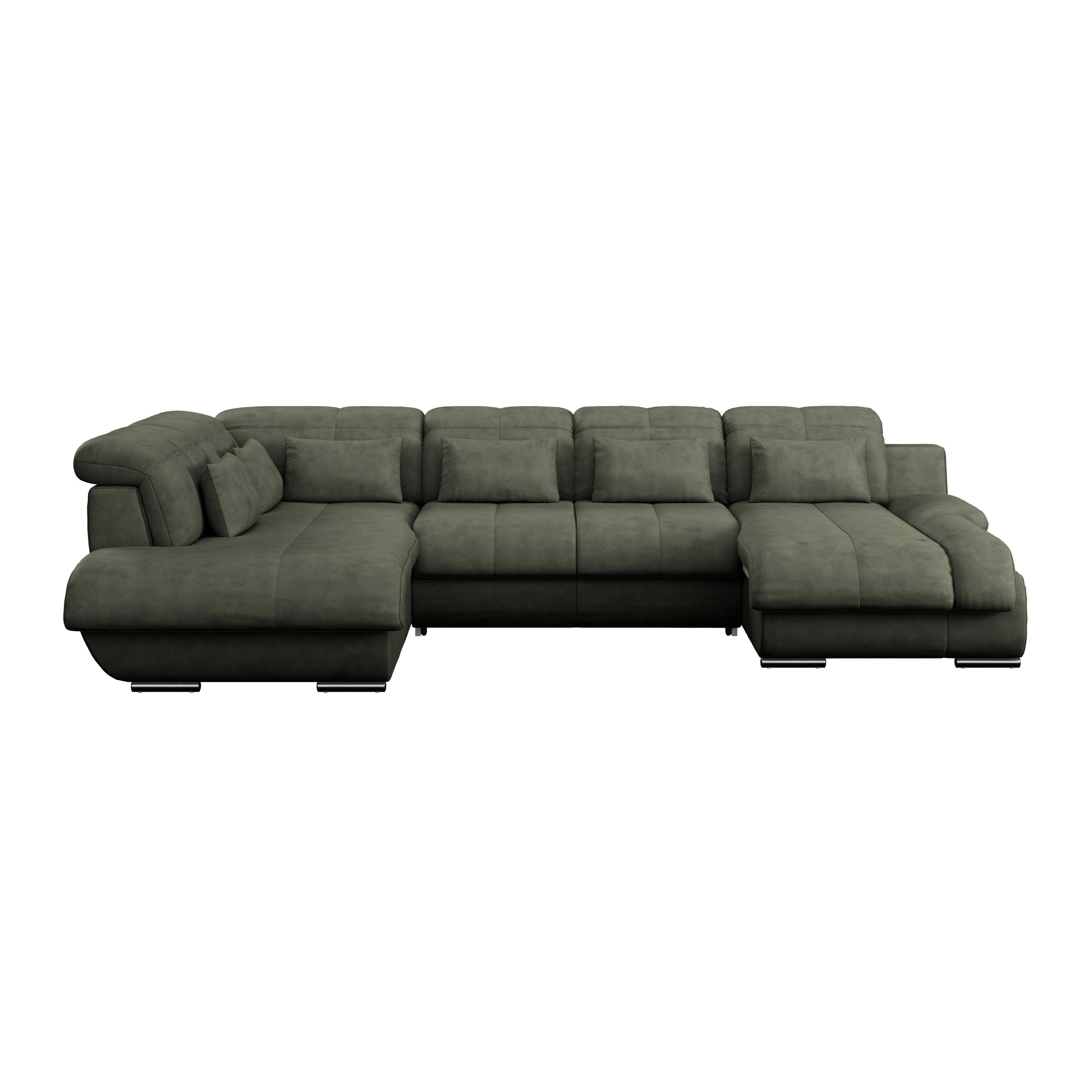 Sedacia súprava MULTI, ľavá, tmavozelená farba - tmavozelená/chrómová, Modern, kov/textil (228/345/184cm) - Luca Bessoni