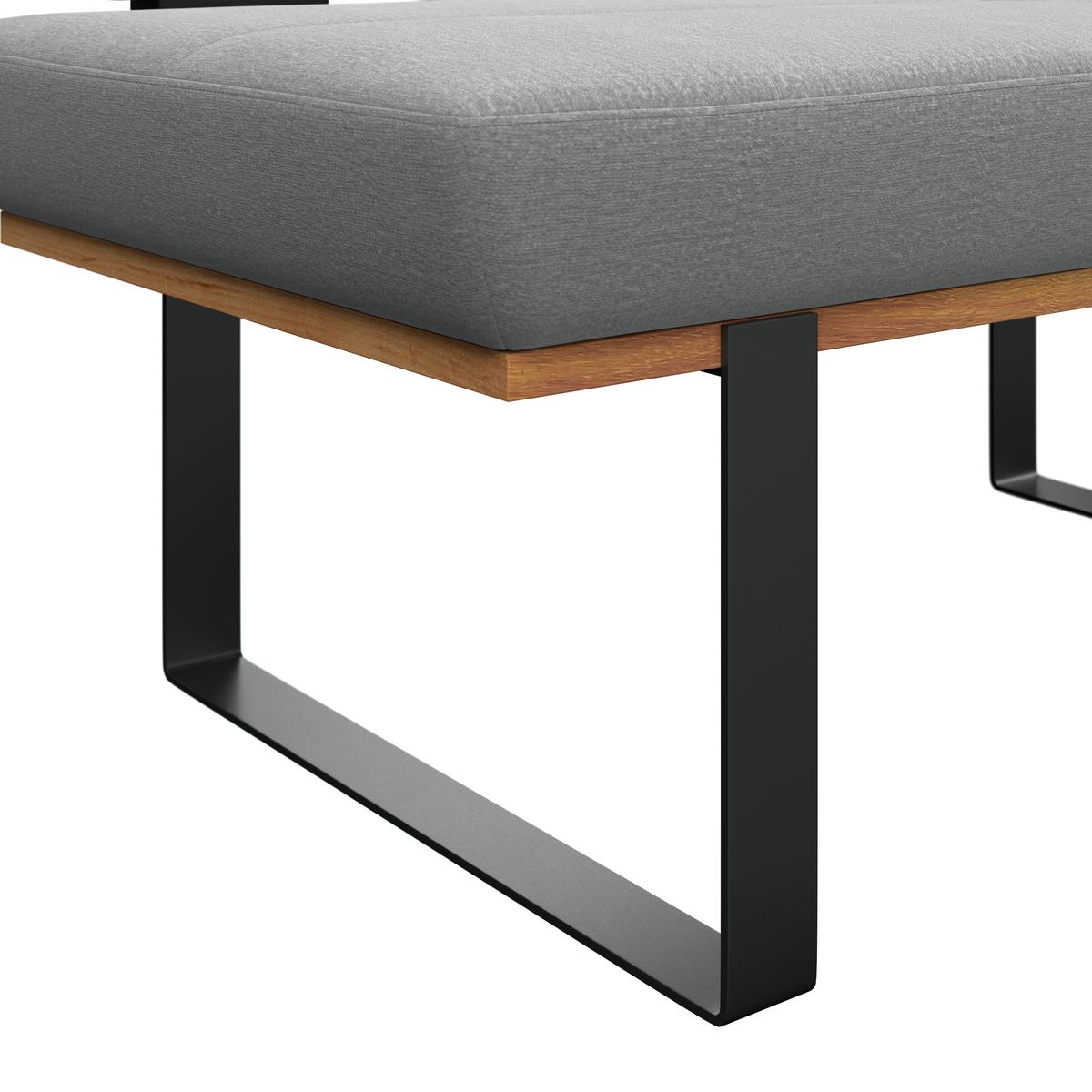 Sitzbank Tristan Webstoff hellgrau, B: 130cm - Hellgrau/Schwarz, MODERN, Holz/Textil (130/48/90cm) - James Wood